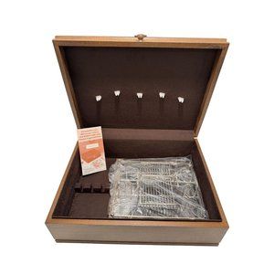 Vintage Large Wooden Silverware Chest Storage Case With Removable Utensil Caddy